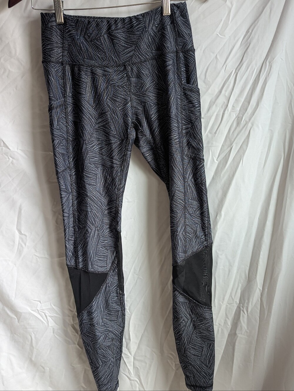 Joe Fresh Black Patterned High-Waist Yoga Pants
